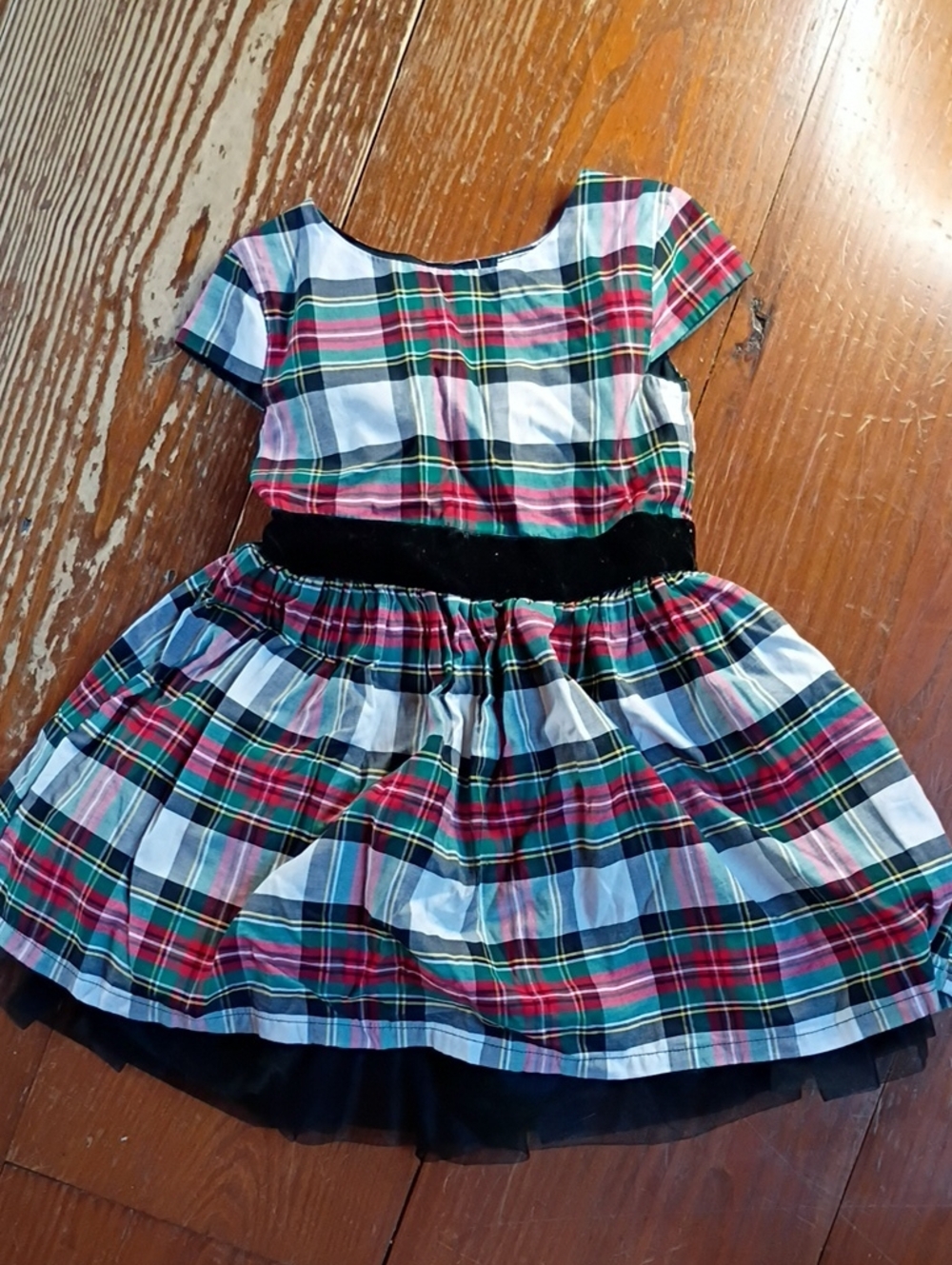 Carter's Red and Green Plaid Dress with Black Trim
